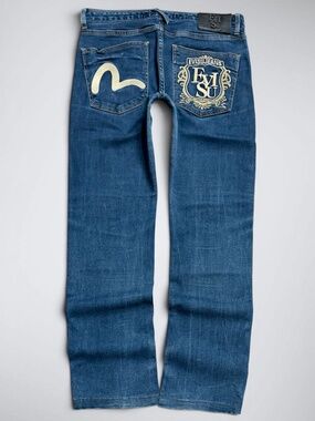 Evisu Drop Rise Slim Straight Jeans